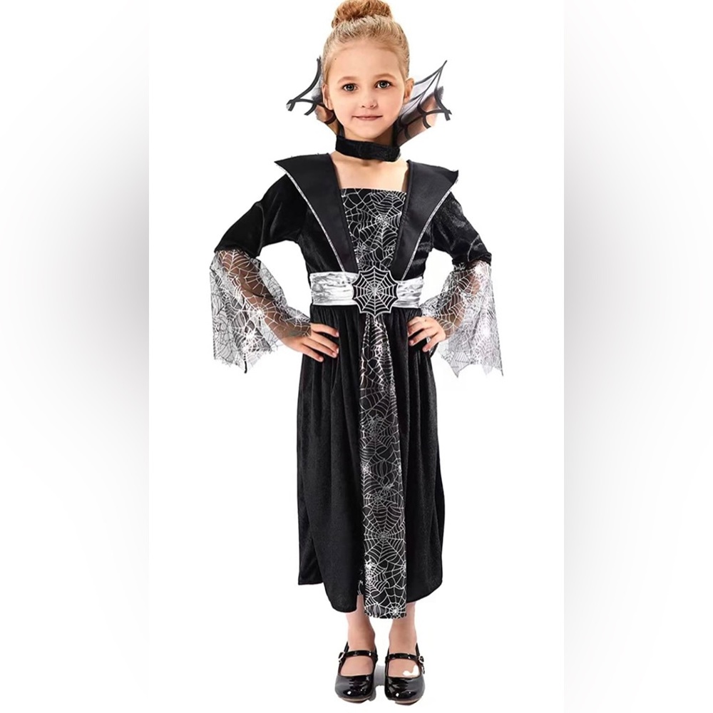 Girl's Vampire Costume, Dark Spider Witch Halloween Costume Large 12-14 Yrs NEW